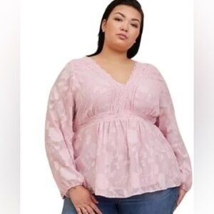Floral long sleeve babydoll top